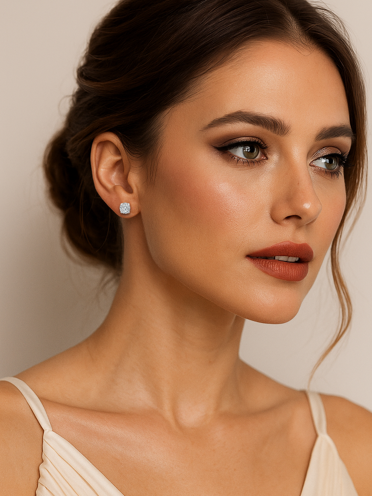 White Sapphire Silver Stud Earrings with 4-Prong Setting
