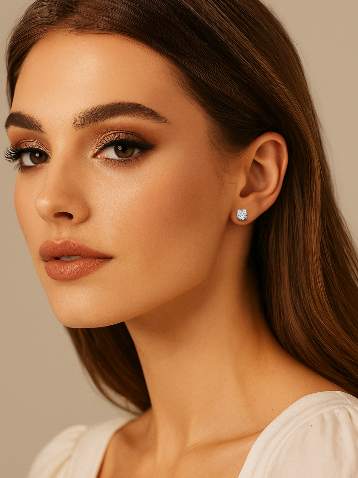 White Sapphire Silver Stud Earrings with 4-Prong Setting