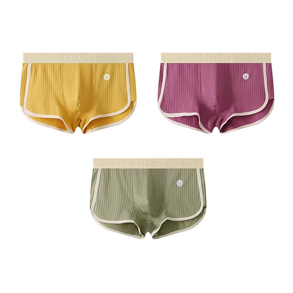 Optew Men Daily Wear Boxer Briefs Color-Blocked Cotton Blend