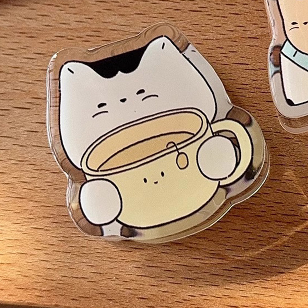 Hello Cat - Learning & Coffee Acrylic Binder Clip