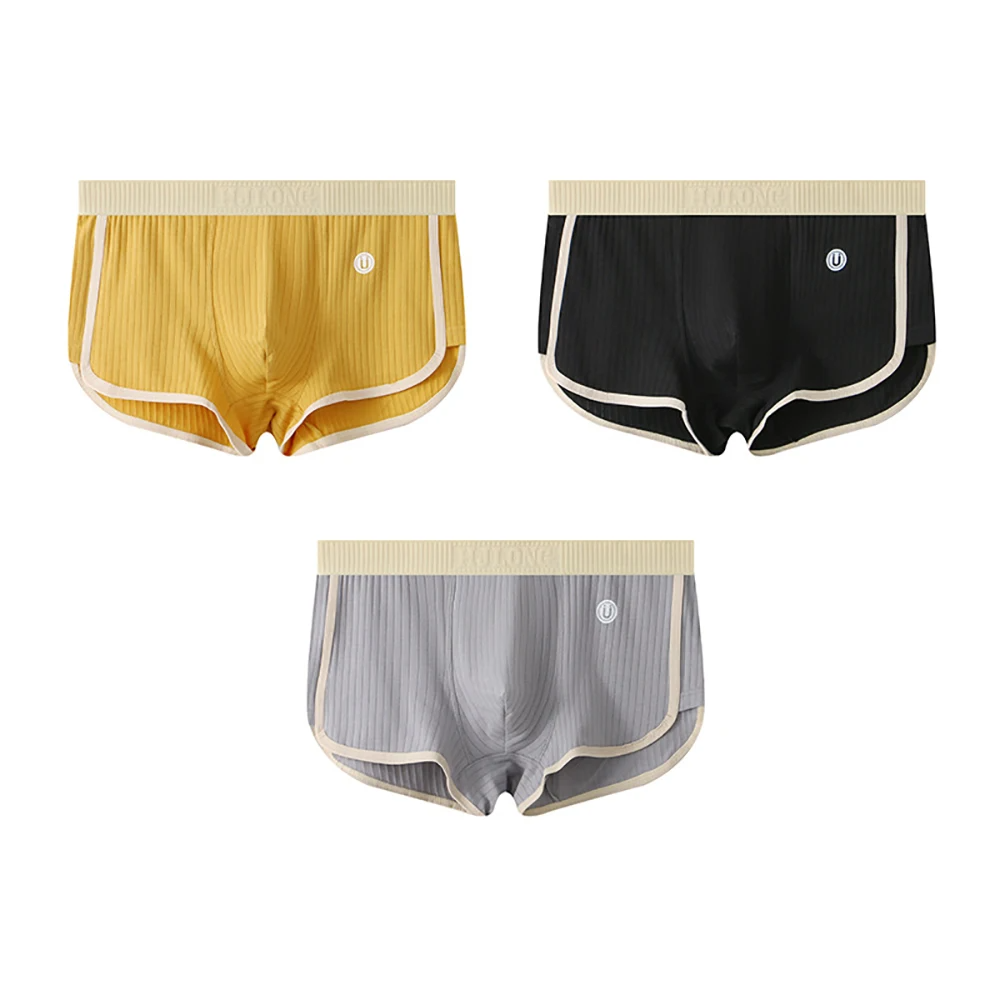 Optew Men Daily Wear Boxer Briefs Color-Blocked Cotton Blend