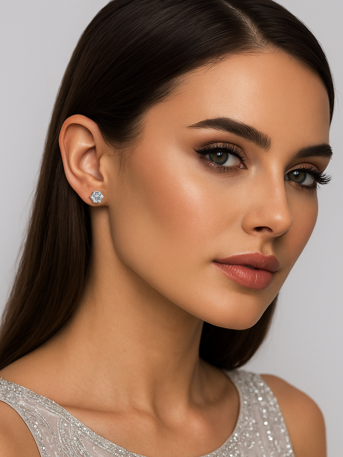 6mm White Sapphire Stud Earrings