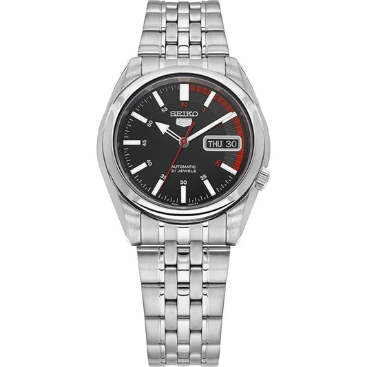 Seiko 5 Automatic Black Dial Steel Strap Men's Wristwatch SNK375K1