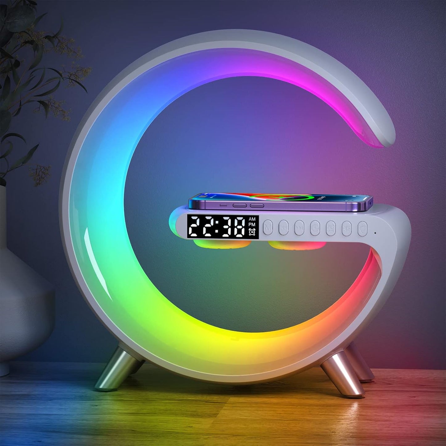 4-in-1 Alarm Clock, Mood Light, Speaker And Wireless Charger | Premium Quality
