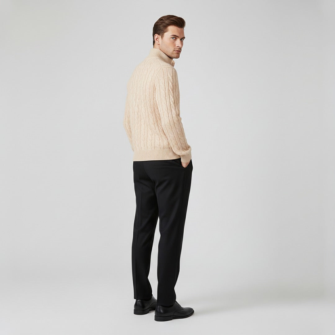 Optew Men’s Zip Cable Sweater Trousers Set