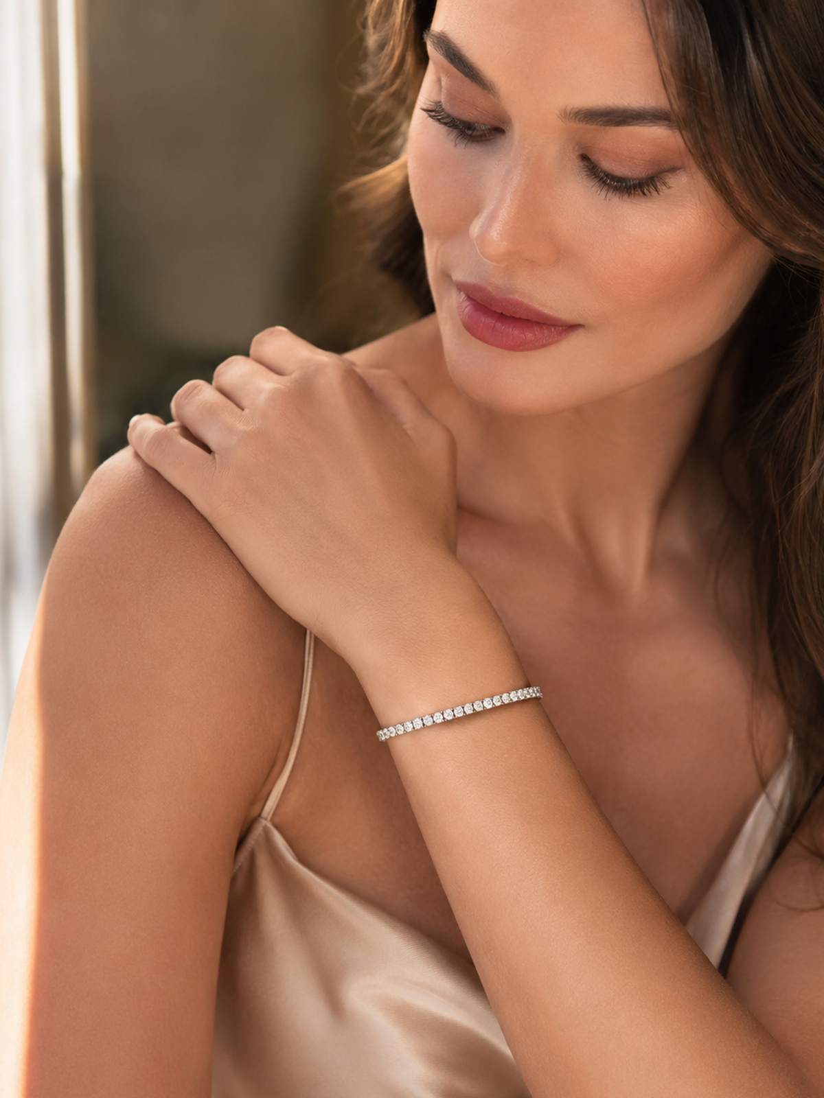 Sterling Silver Sparkling Adjustable Tennis Bracelet