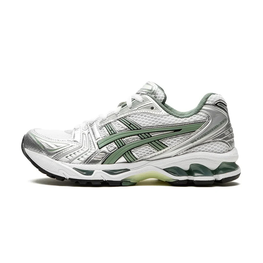 ASICS Gel-Kayano 14 White Pure Silver Slate Grey Sage Trainers
