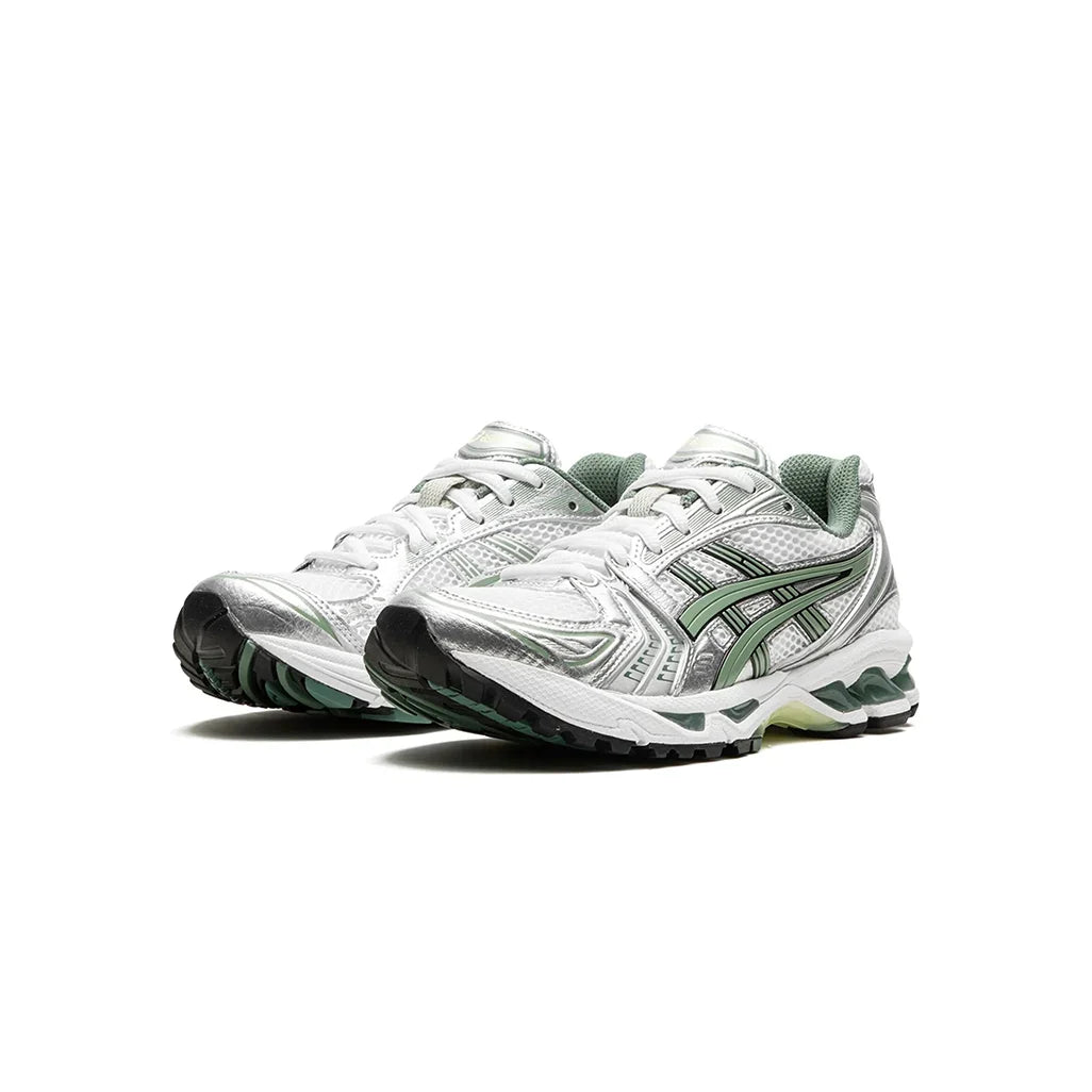 ASICS Gel-Kayano 14 White Pure Silver Slate Grey Sage Trainers