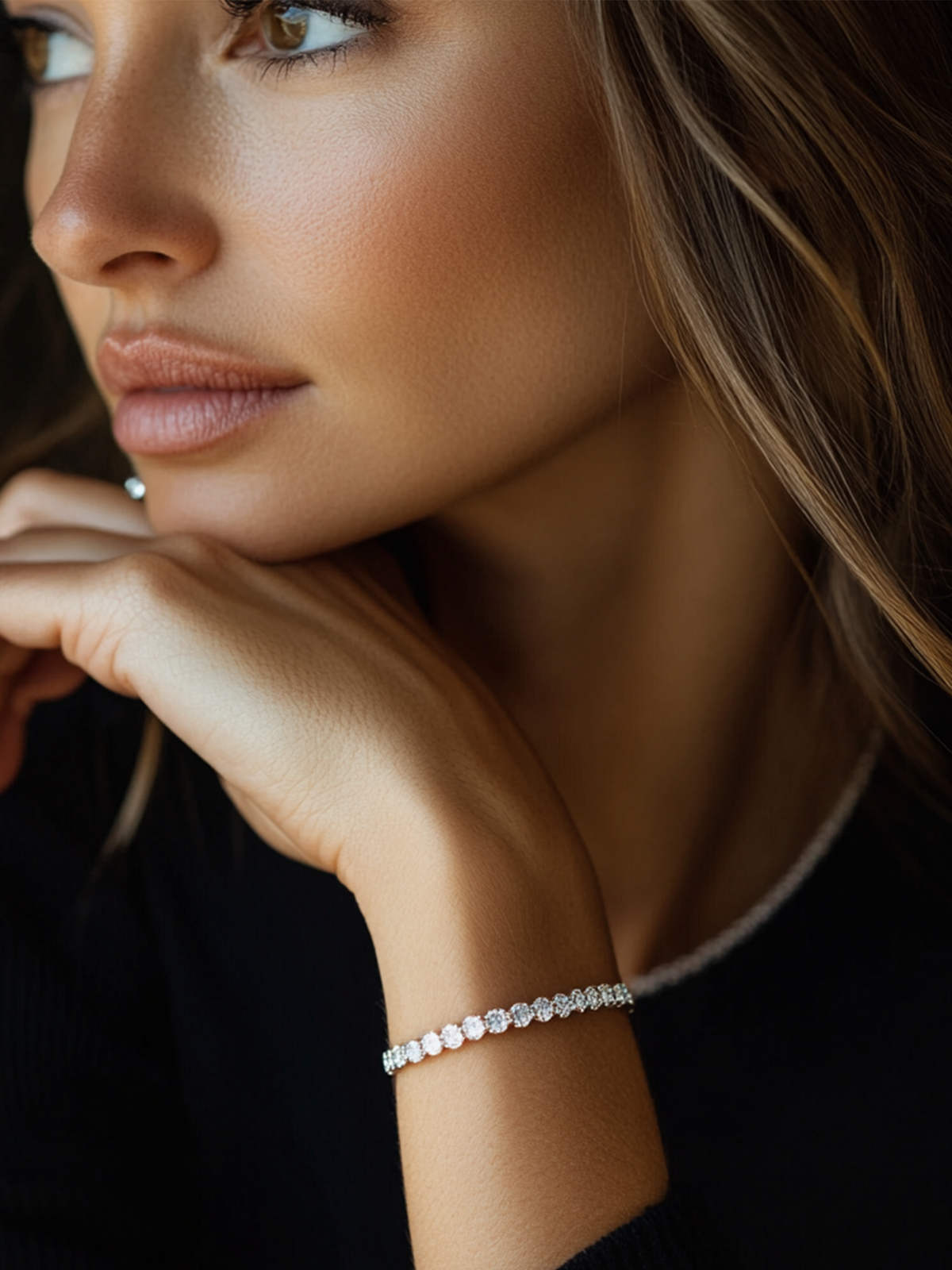 18K White Gold Plated Sparkling Tennis Bracelet