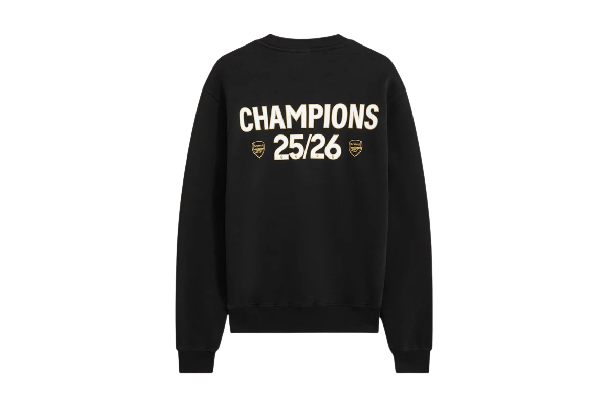 Arsenal Champions 25/26 Black Fleece Sweatshirt