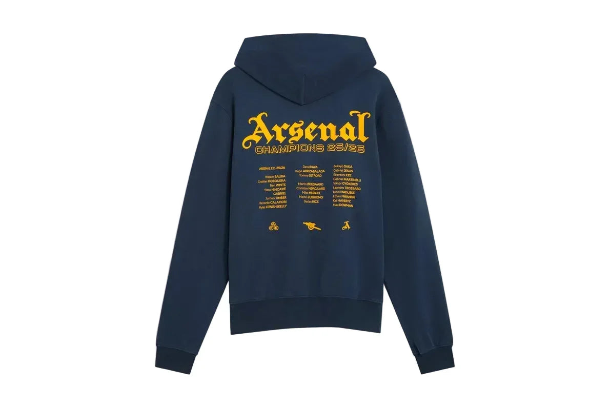 Arsenal Champions Squad 25/26 Navy Fleece Hoodie