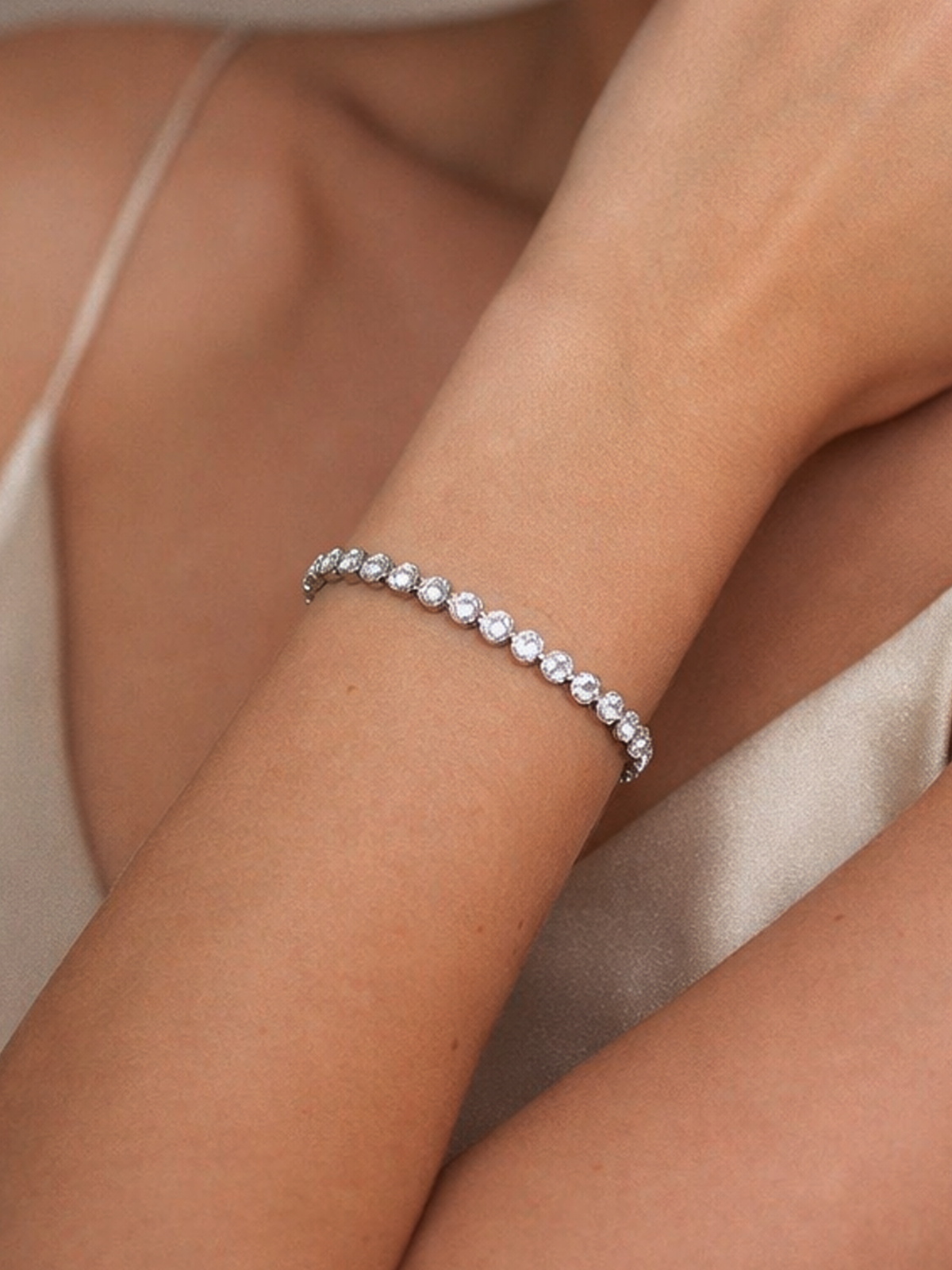 Bezel Tennis Bracelet in Sterling Silver