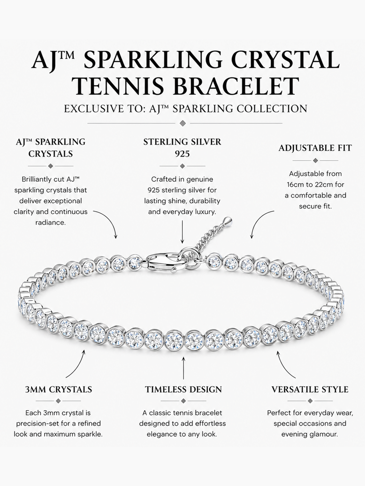 Bezel Tennis Bracelet in Sterling Silver