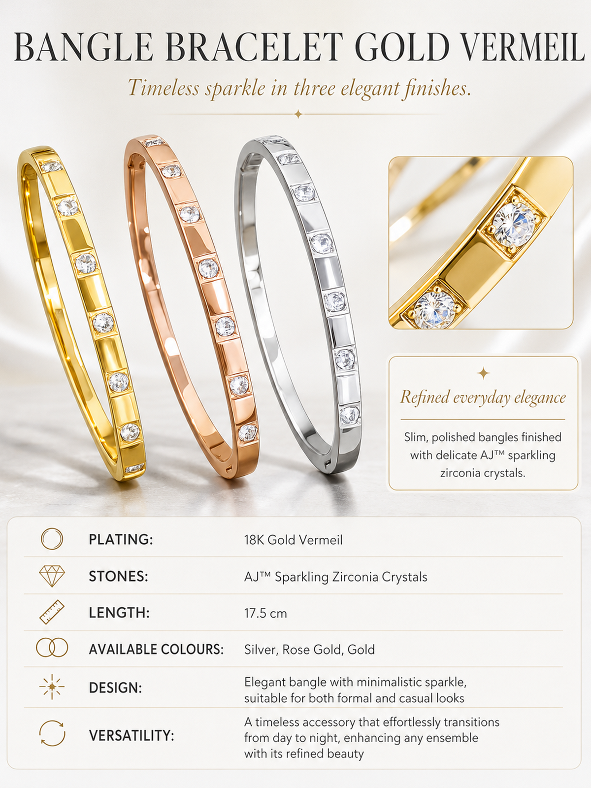 Gold Vermeil Bangle Bracelet