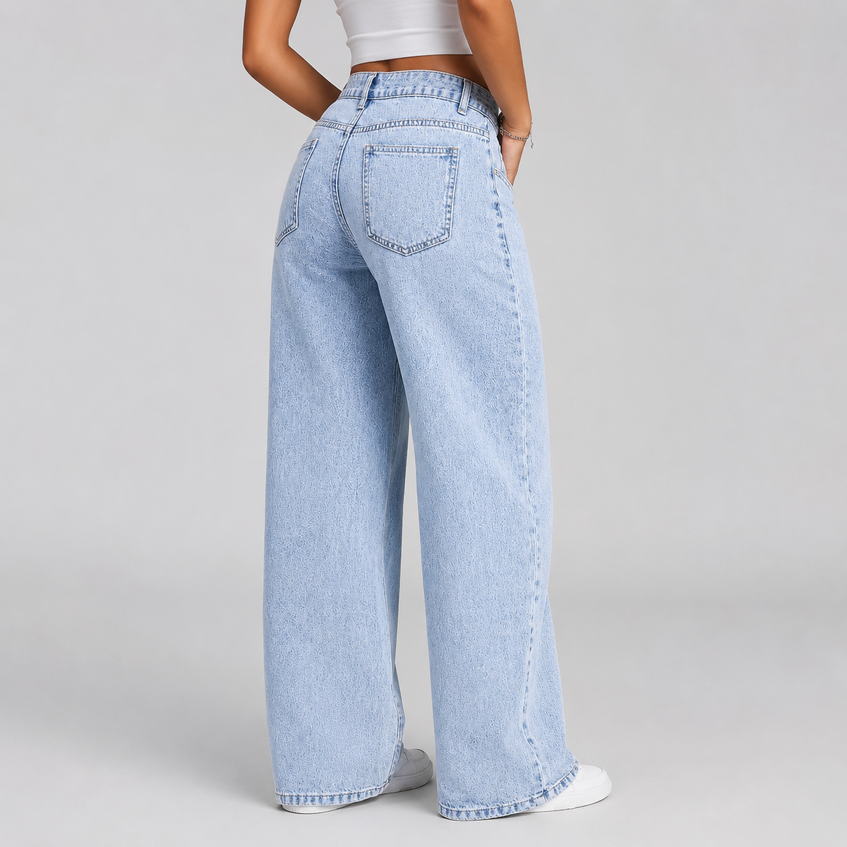 Optew Women's Jeans – Wide-Leg High-Waist Acid Wash