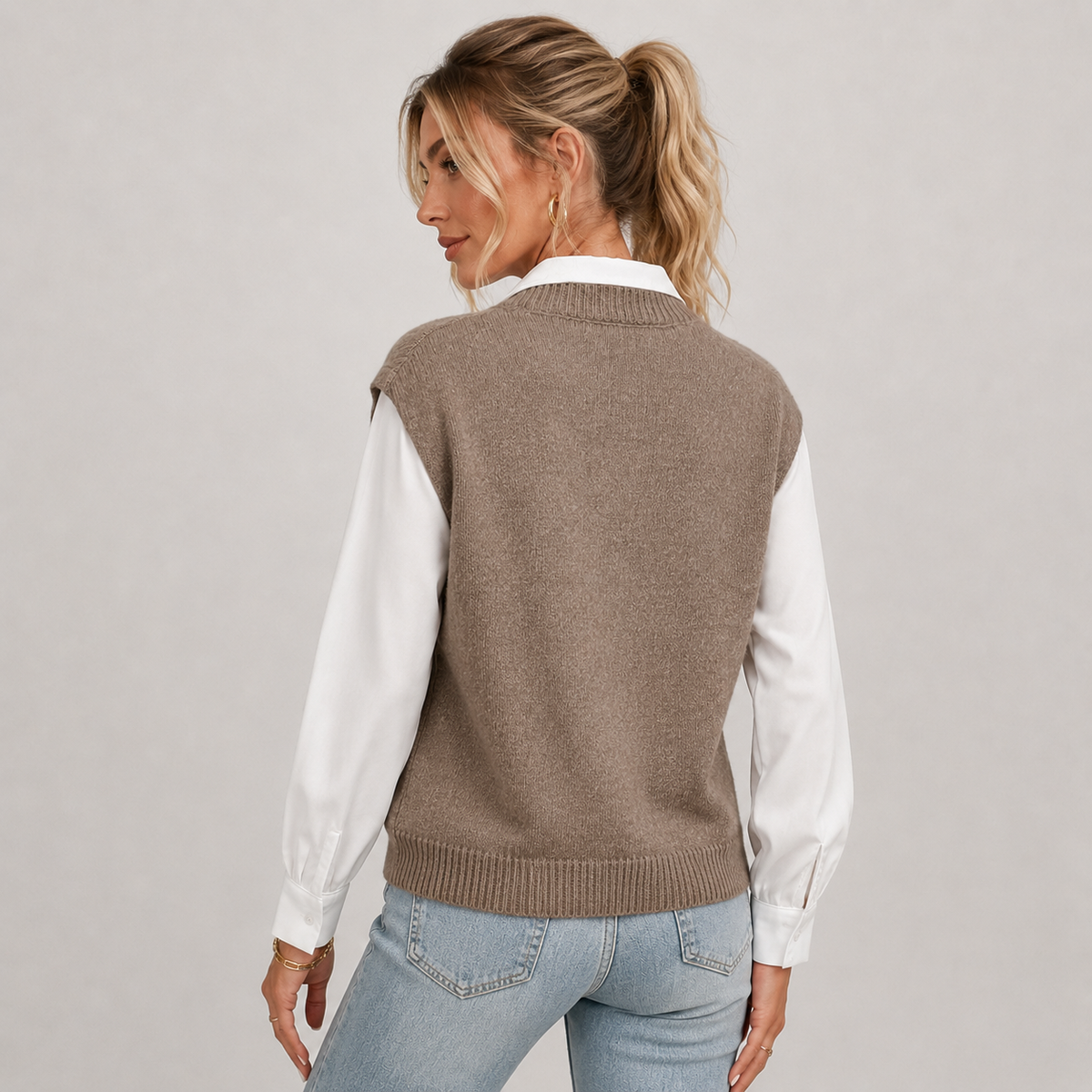 Optew Women's Sweater Vest – Knitted V-Neck