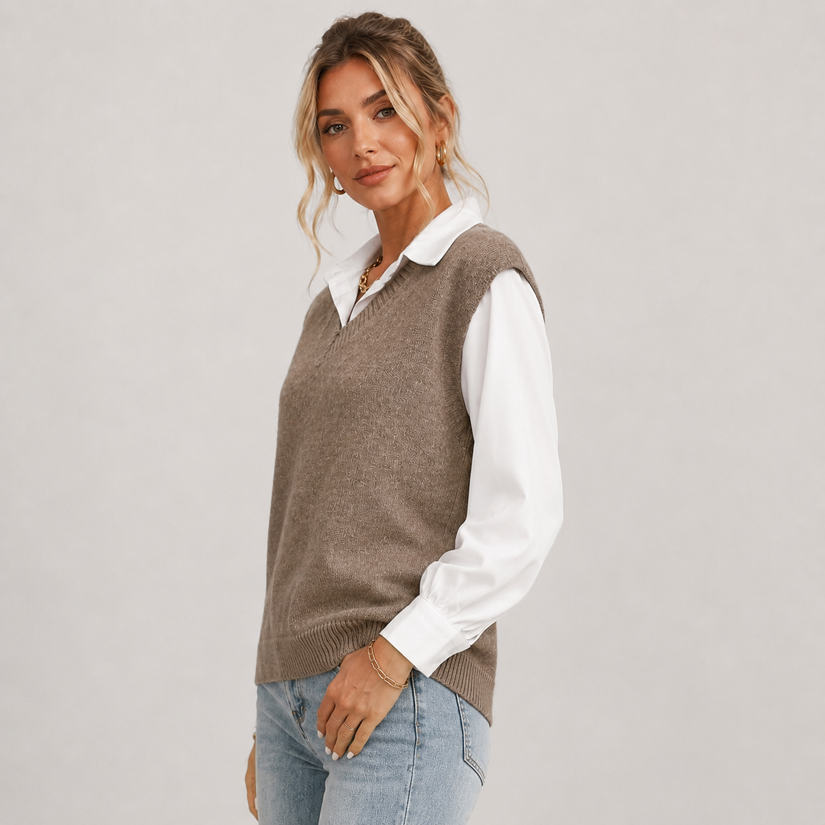 Optew Women's Sweater Vest – Knitted V-Neck