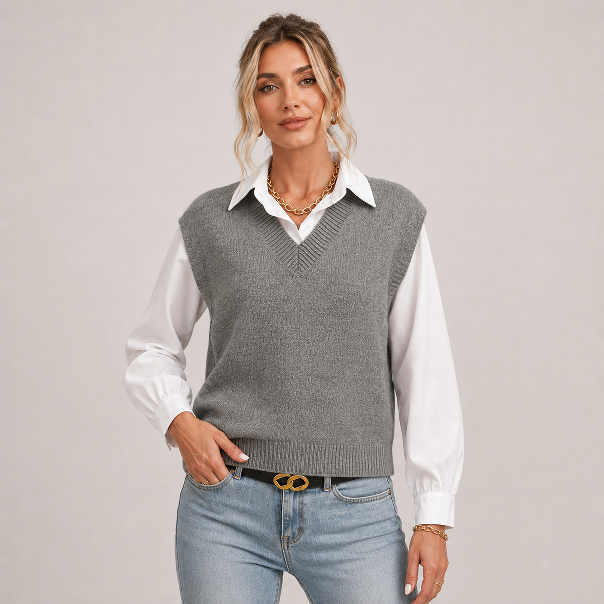 Optew Women's Sweater Vest – Knitted V-Neck