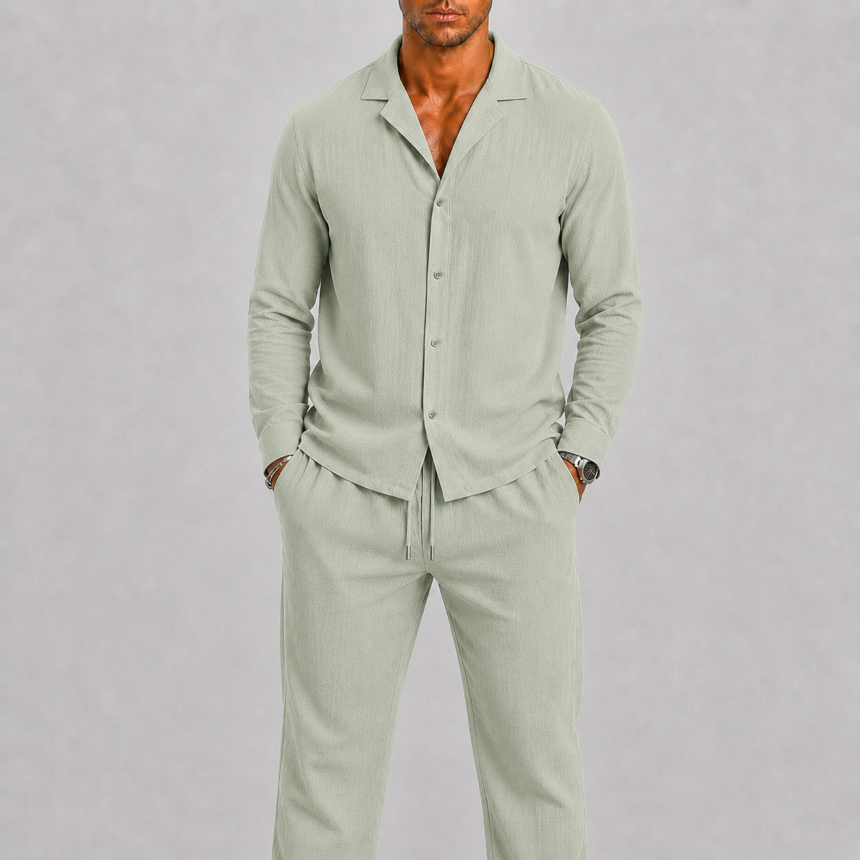 Optew Men’s Linen Two Piece Set