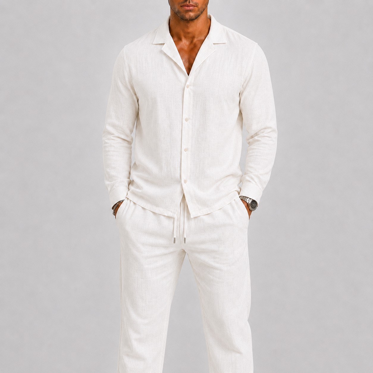Optew Men’s Linen Two Piece Set
