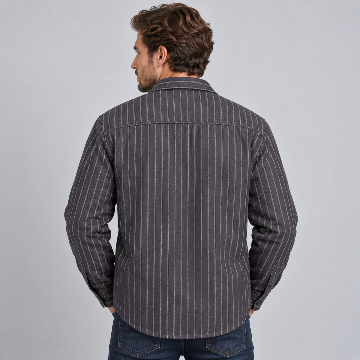 Optew Men's Overshirt – Check Fleece-Lined Flannel