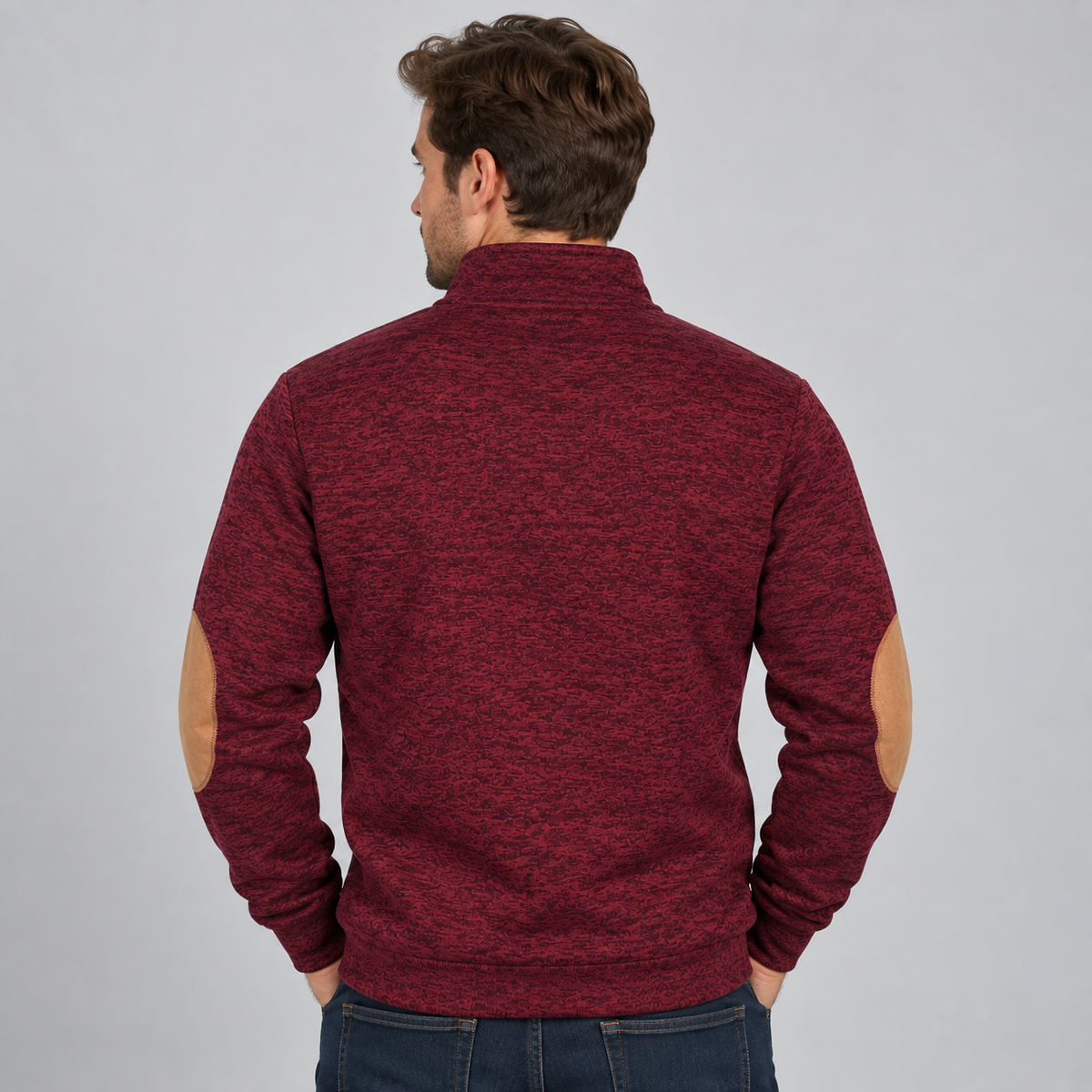 Optew Men's Jumper – Quarter-Button Stand-Collar