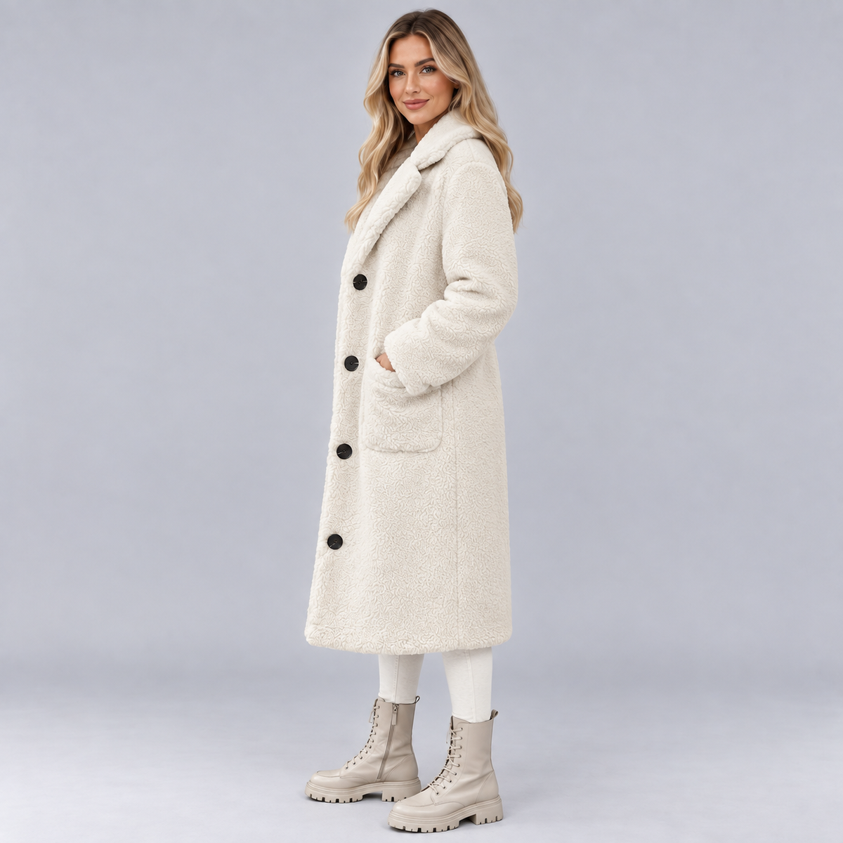 Optew Women's Faux-Fur Jacket Button-Front Lined