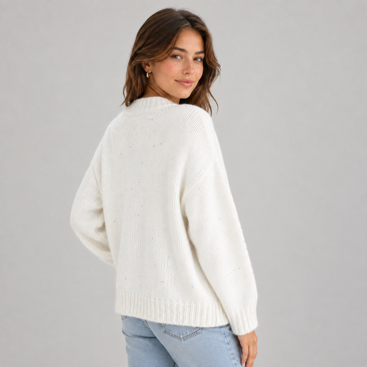 Optew Women's Cardigan – Fluffy Knit Button-Front