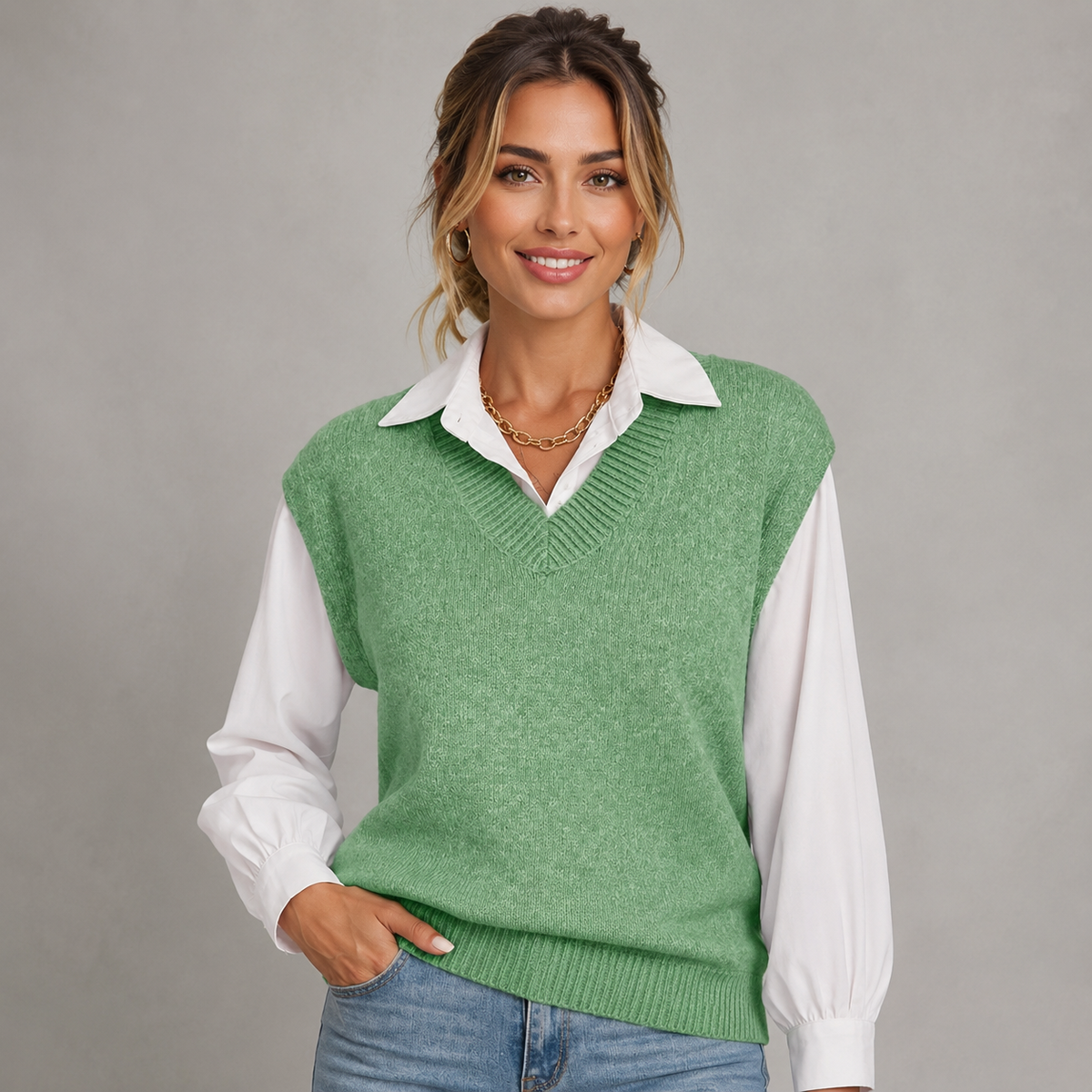 Optew Women's Sweater Vest – Knitted V-Neck