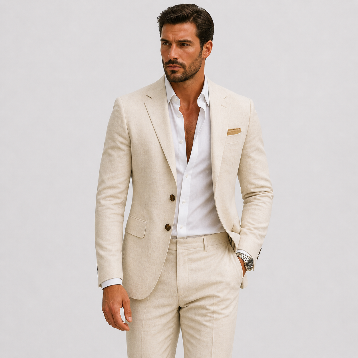 Optew Men’s Linen Suit