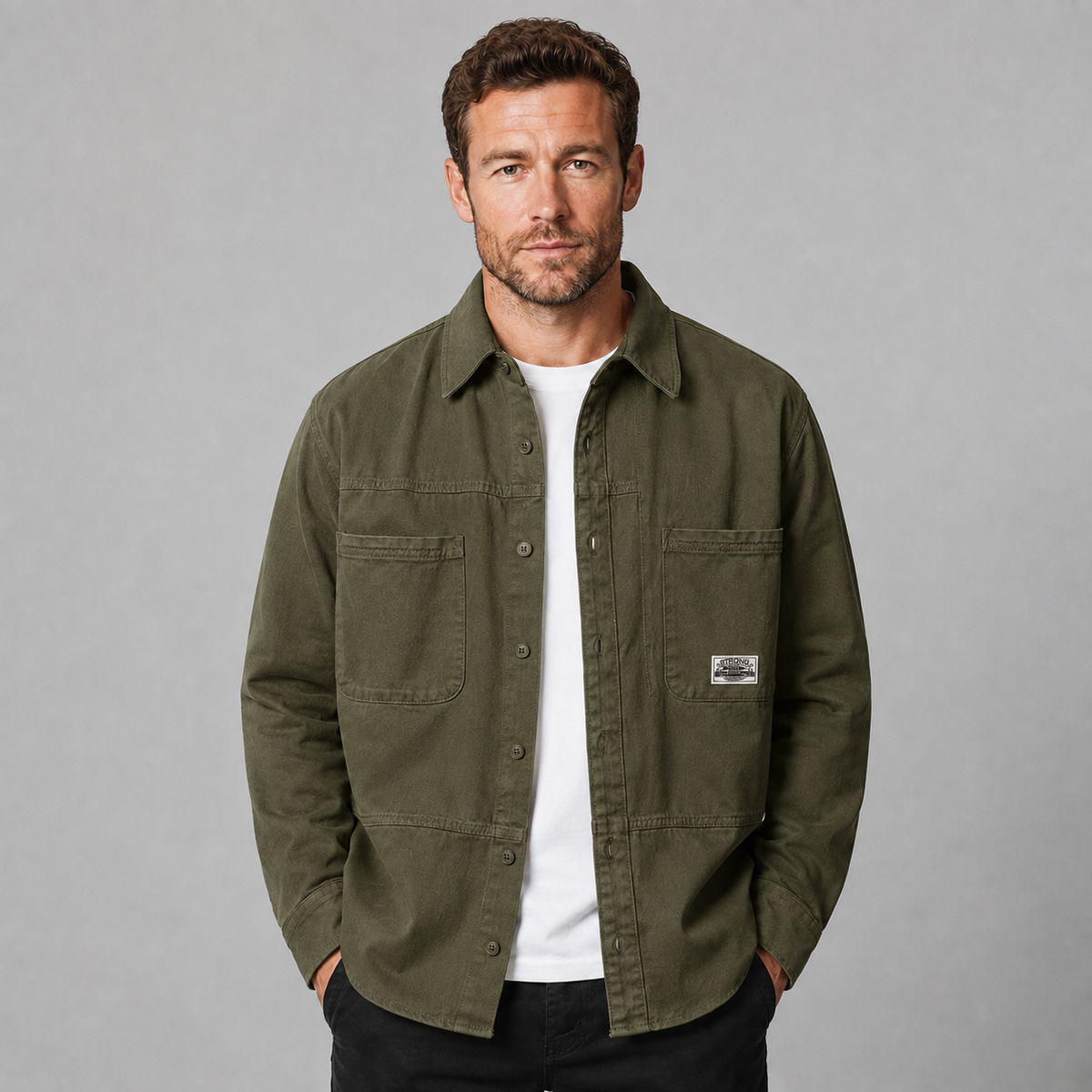 Optew Men's Overshirt – Utility Multi-Pocket Cotton