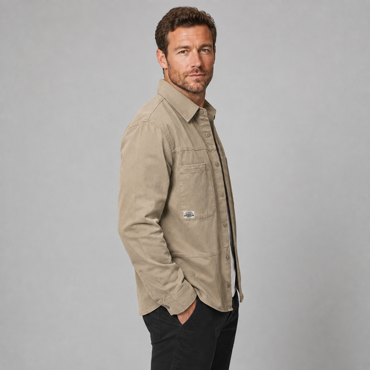 Optew Men's Overshirt – Utility Multi-Pocket Cotton