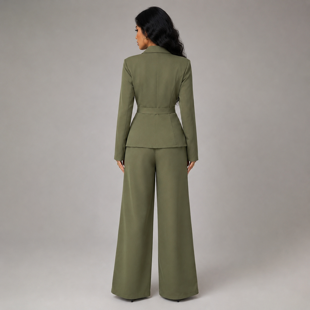 Optew Women's Blazer and Wide-Leg Trouser Suit Set