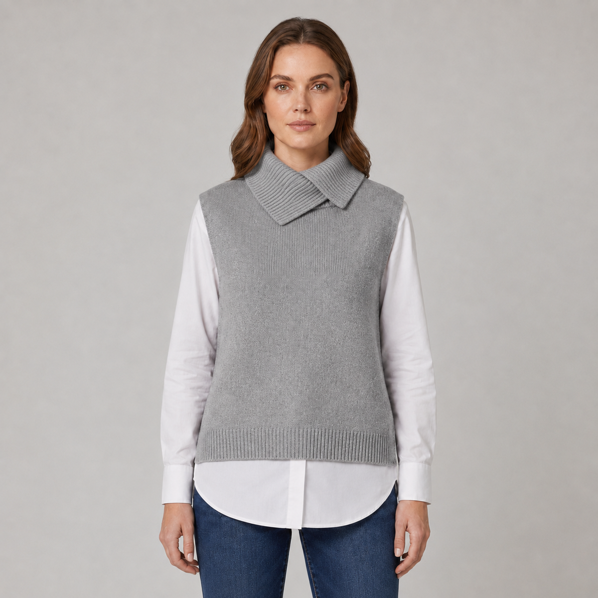 Optew Women's Sweater Vest – Roll-Neck Sleeveless