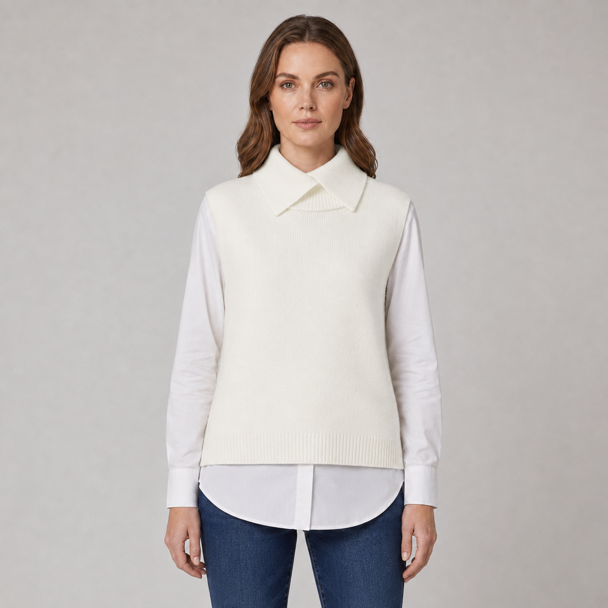 Optew Women's Sweater Vest – Roll-Neck Sleeveless