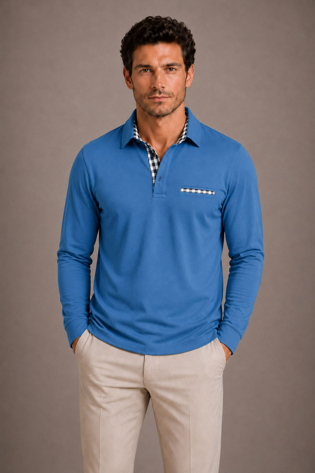 Optew Men’s Long Sleeve Polo Shirt