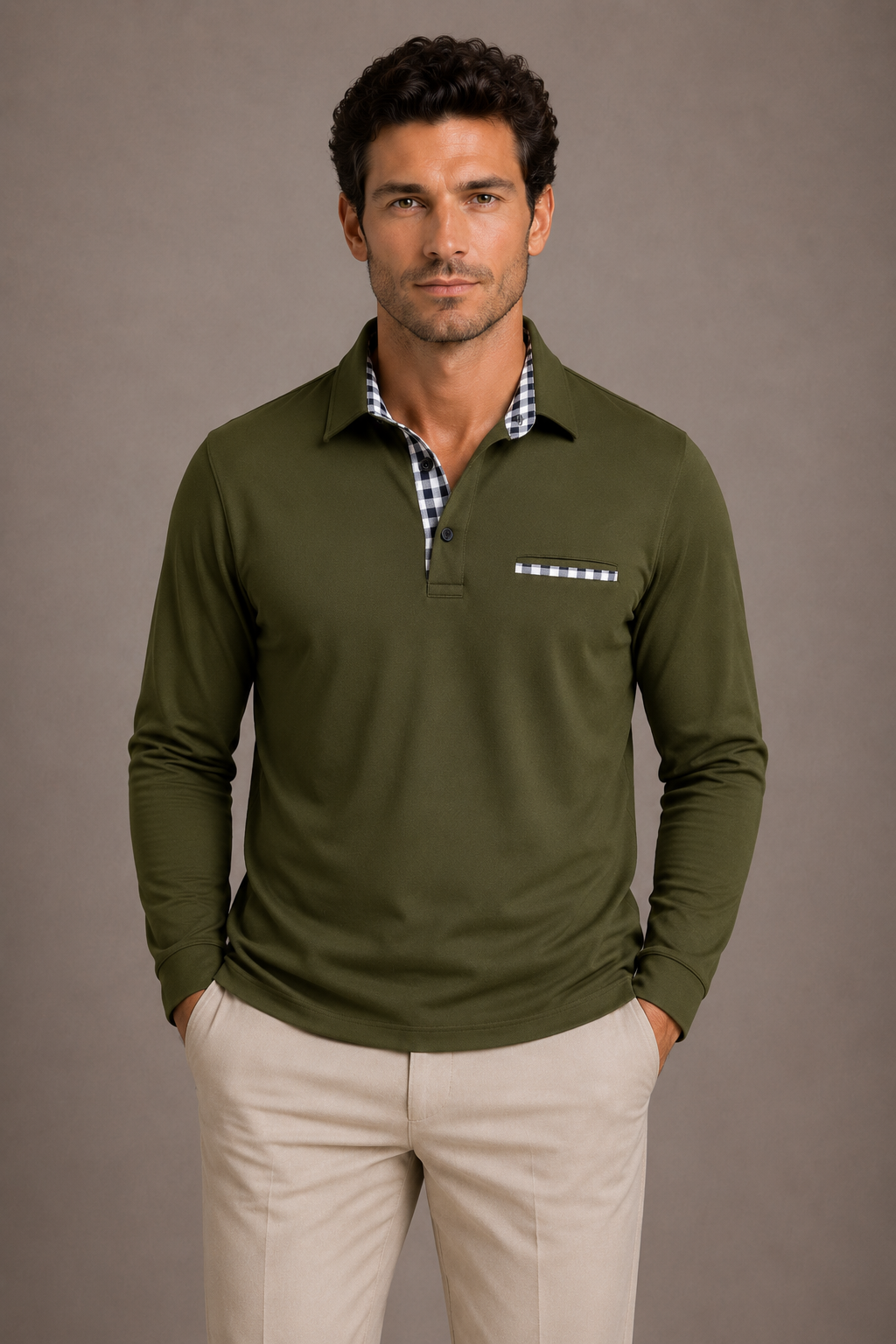Optew Men’s Long Sleeve Polo Shirt