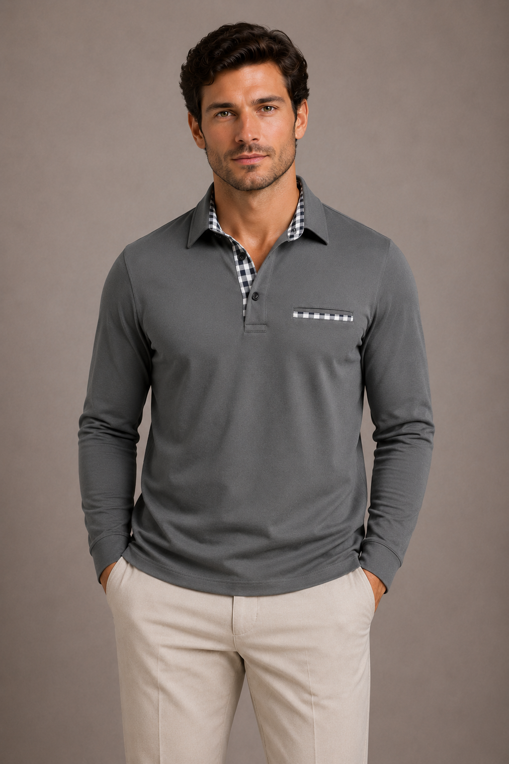 Optew Men’s Long Sleeve Polo Shirt