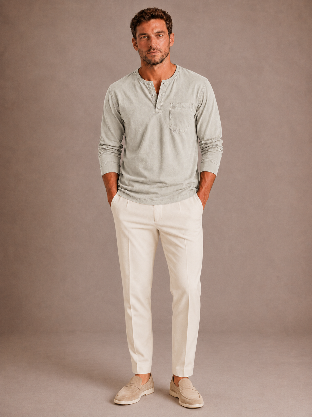 Optew Men’s Long Sleeve Henley Shirt
