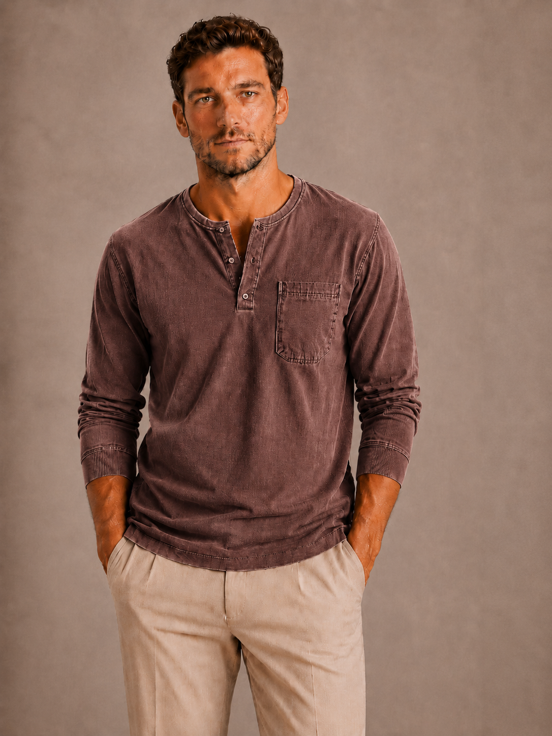 Optew Men’s Long Sleeve Henley Shirt