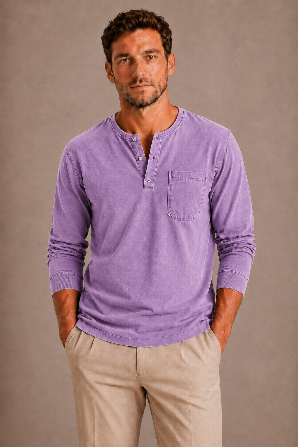 Optew Men’s Long Sleeve Henley Shirt