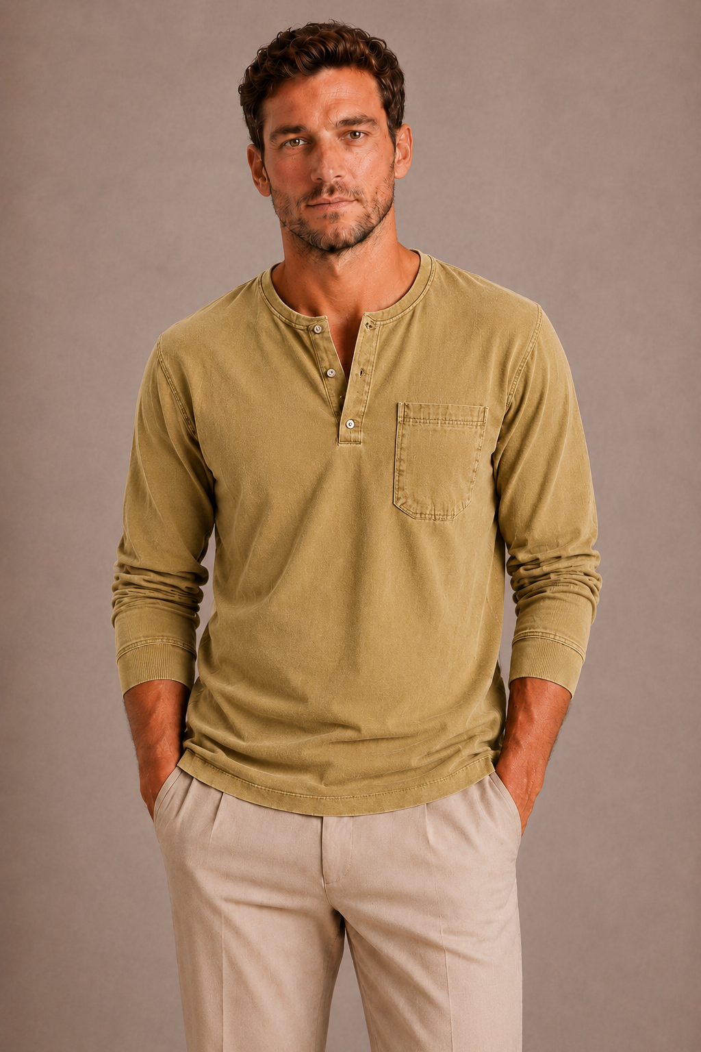 Optew Men’s Long Sleeve Henley Shirt