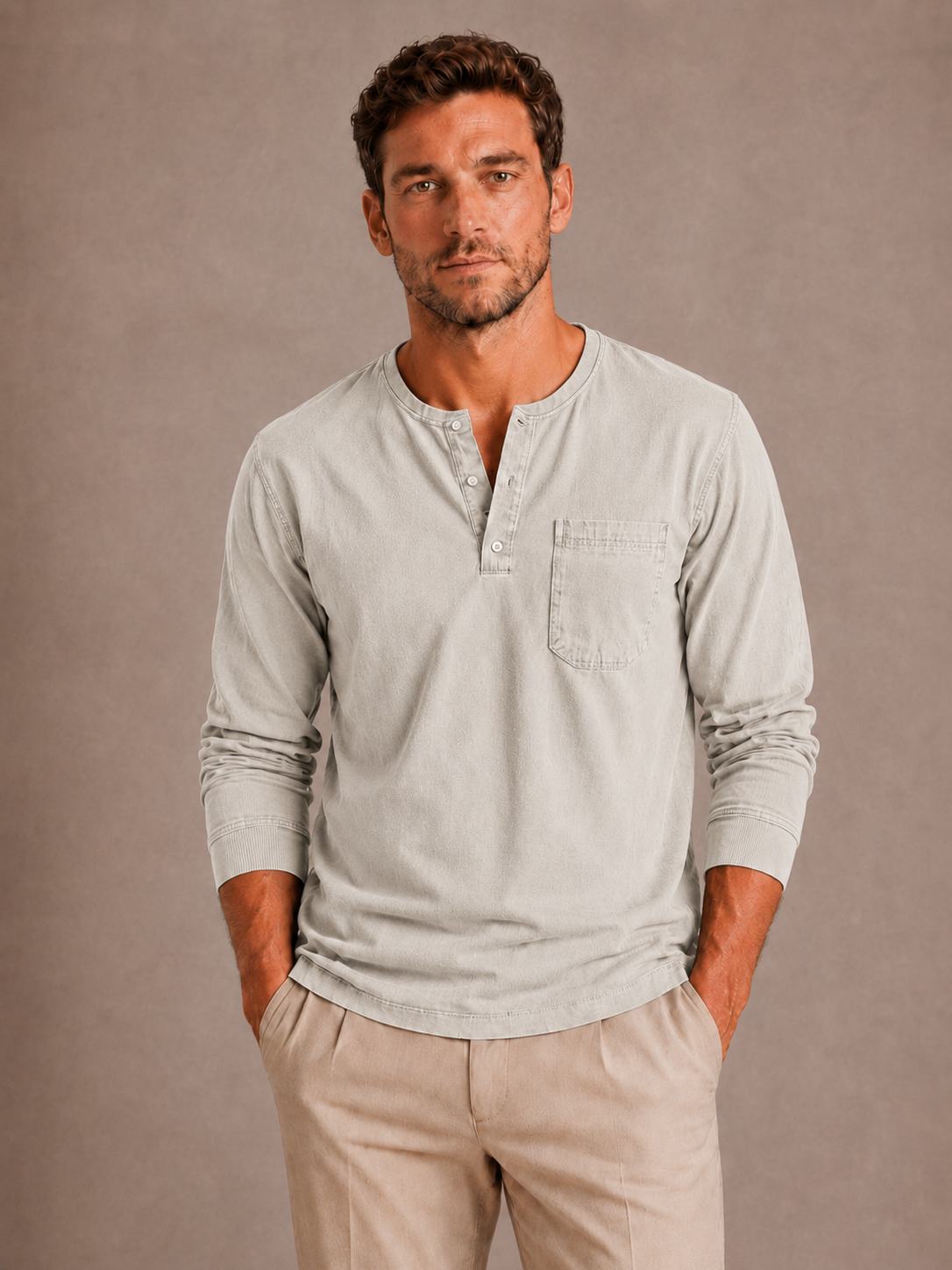 Optew Men’s Long Sleeve Henley Shirt