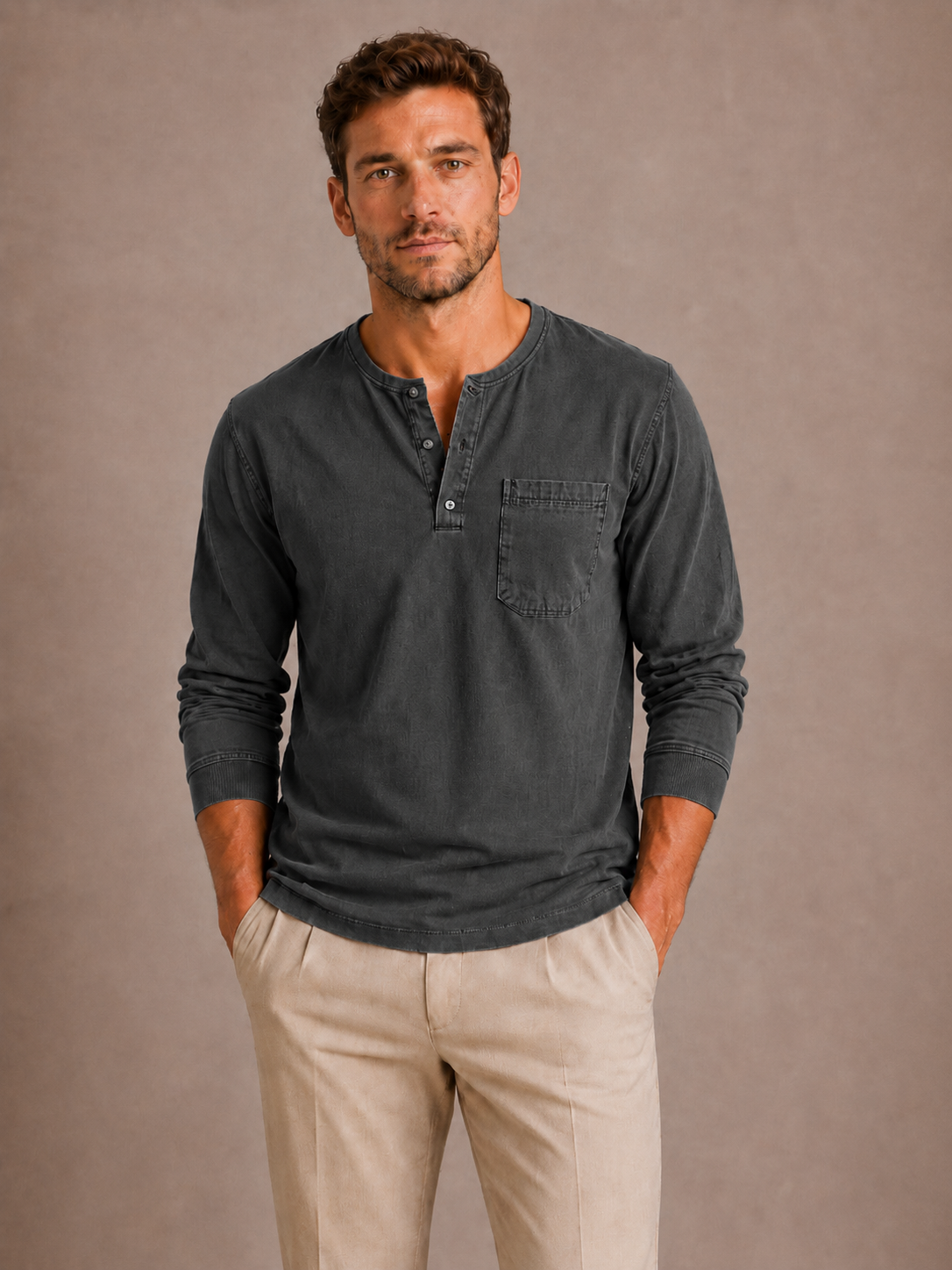 Optew Men’s Long Sleeve Henley Shirt