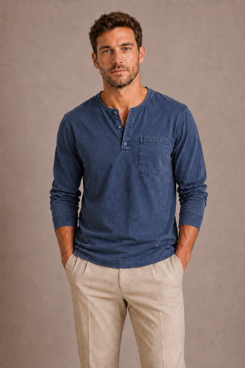 Optew Men’s Long Sleeve Henley Shirt