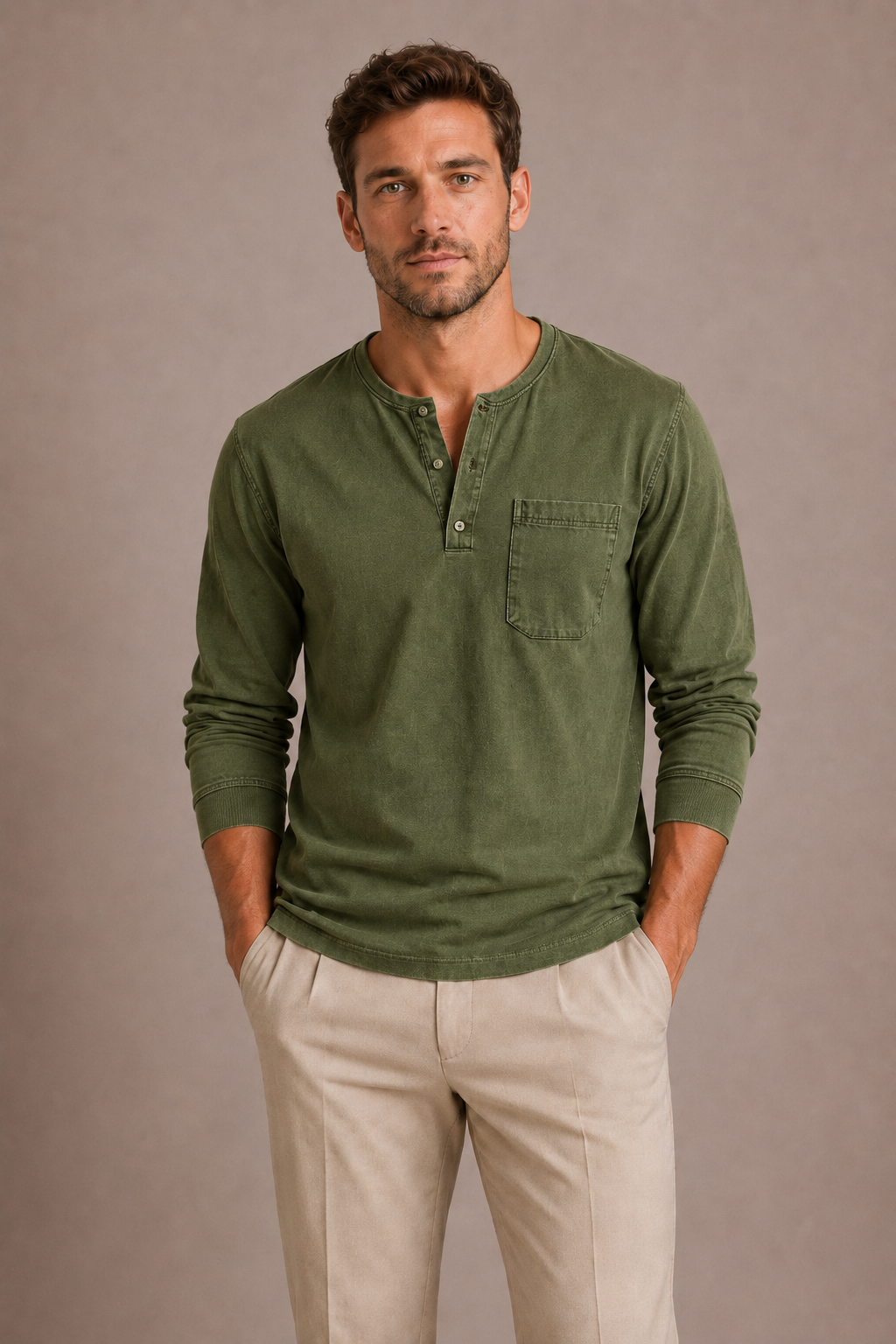 Optew Men’s Long Sleeve Henley Shirt