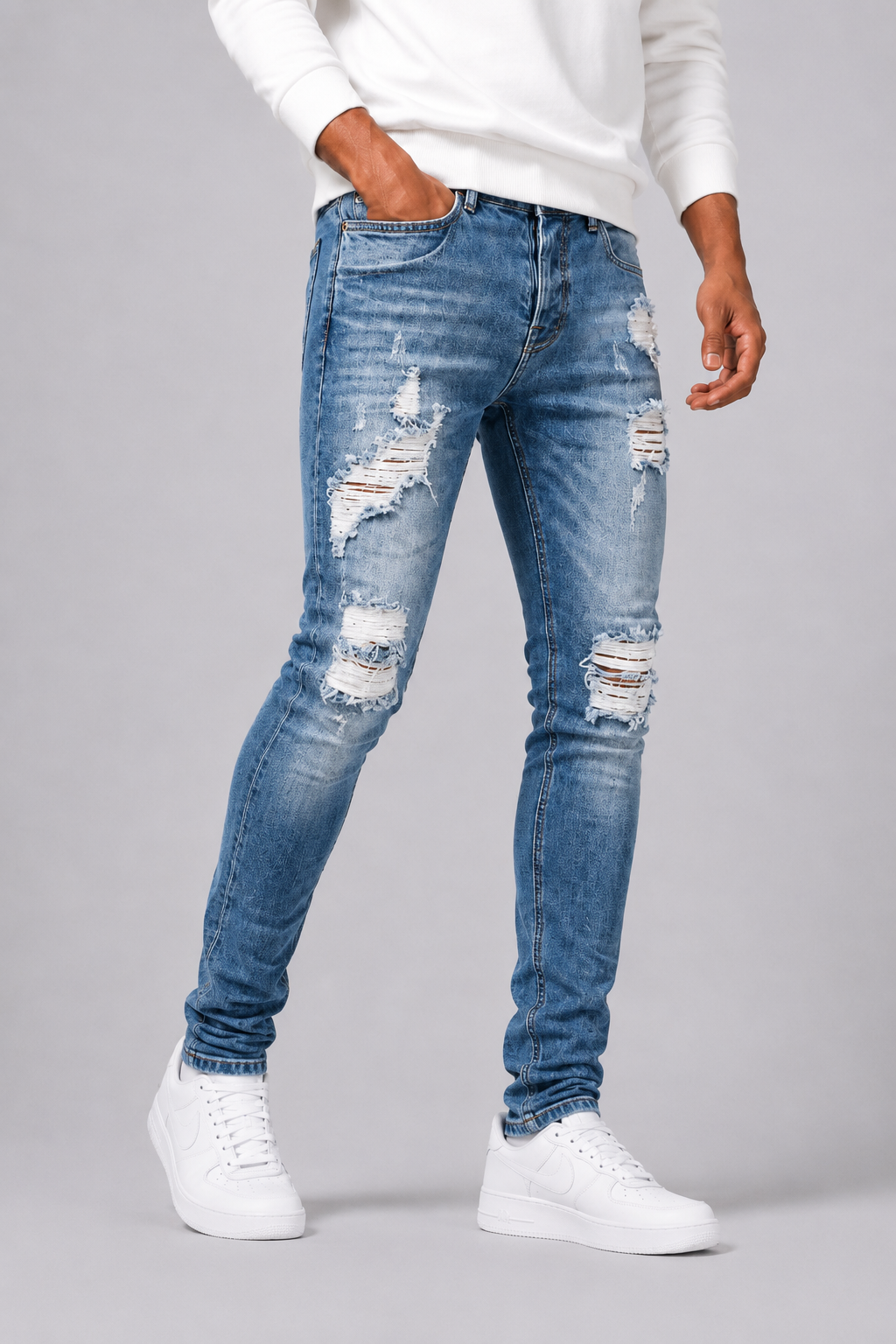 Optew Men’s Slim-Fit Distressed Jeans