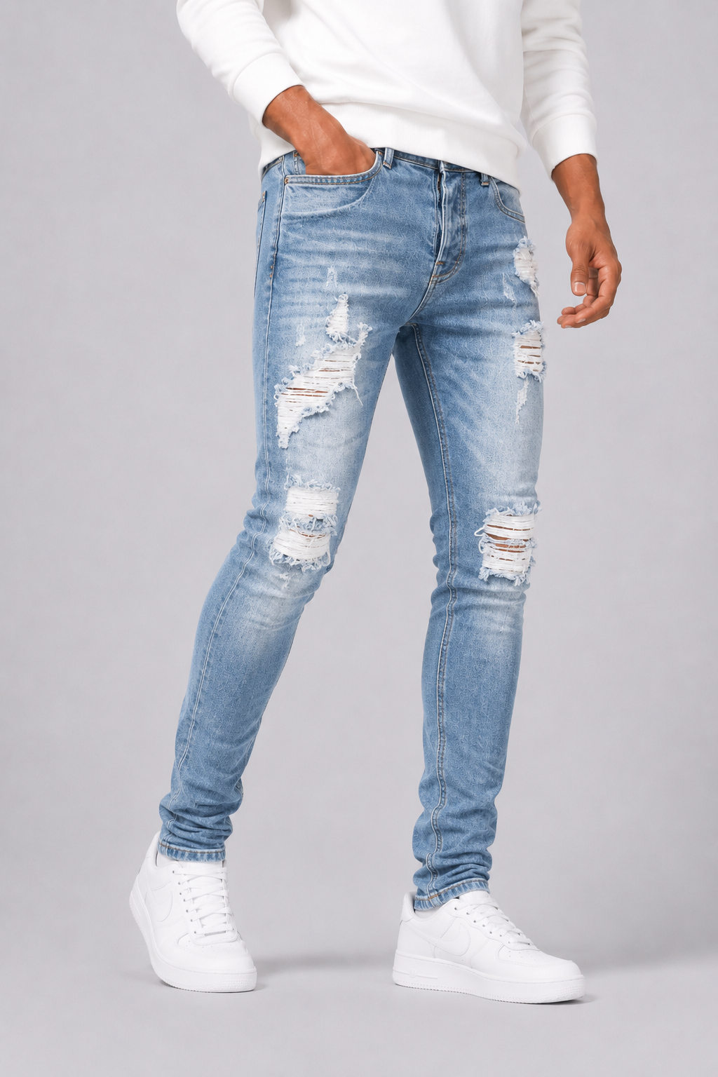 Optew Men’s Slim-Fit Distressed Jeans