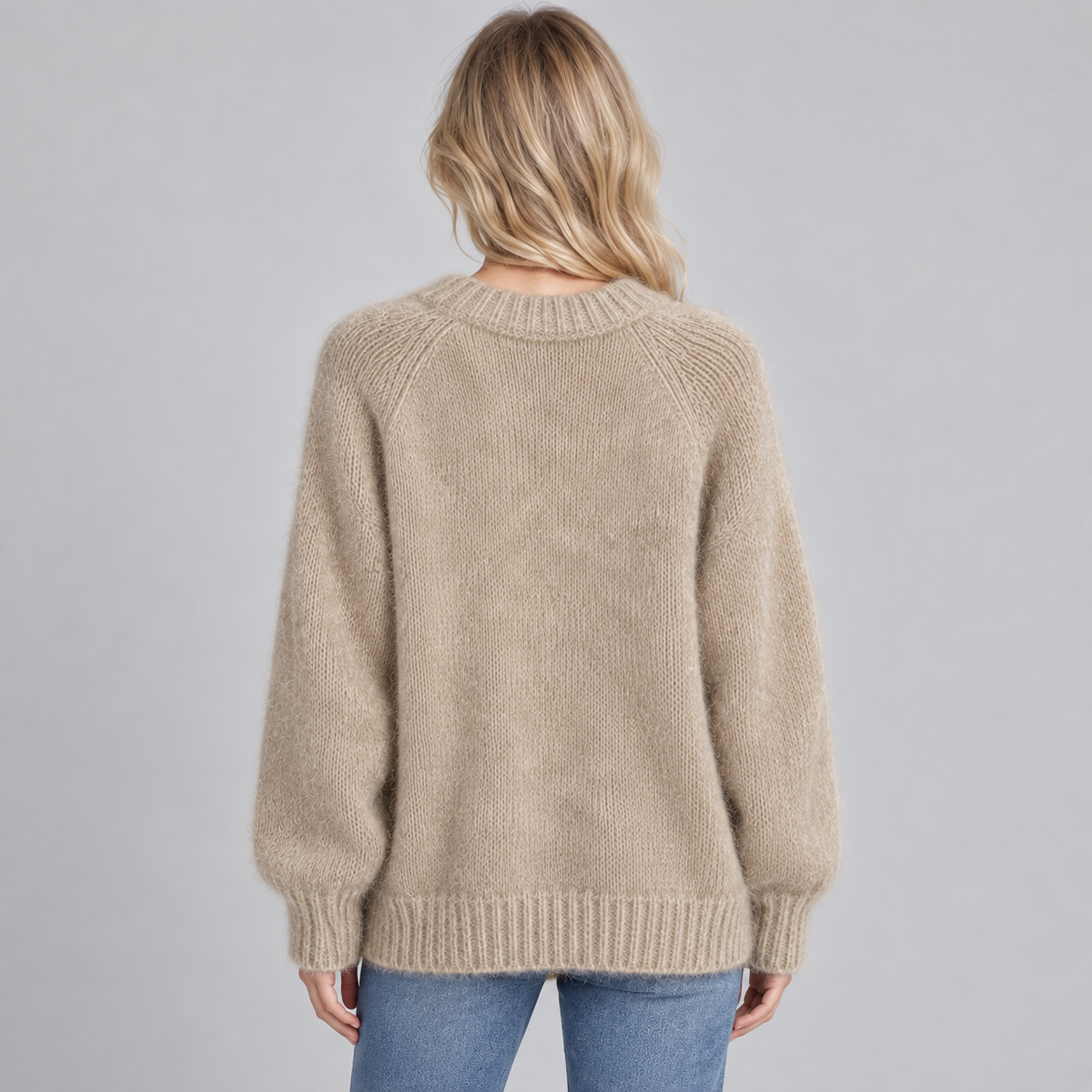 Optew Women's Jumper – Fluffy Knit Round-Neck