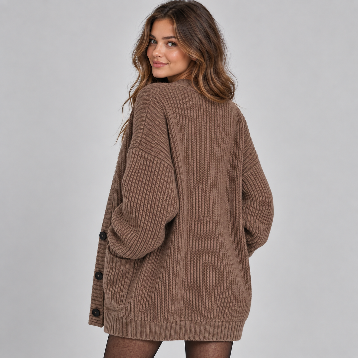 Optew Women's Cardigan – Oversized V-Neck Button-Front